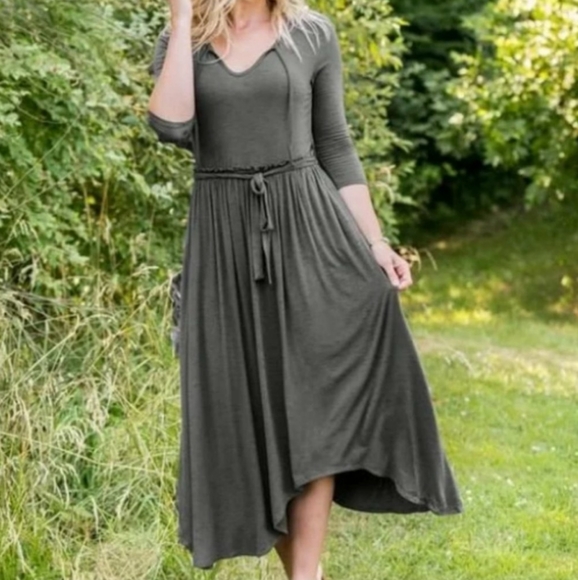 Matilda Jane Go West Maxi Dress Knit SzS Gray - Picture 1 of 5